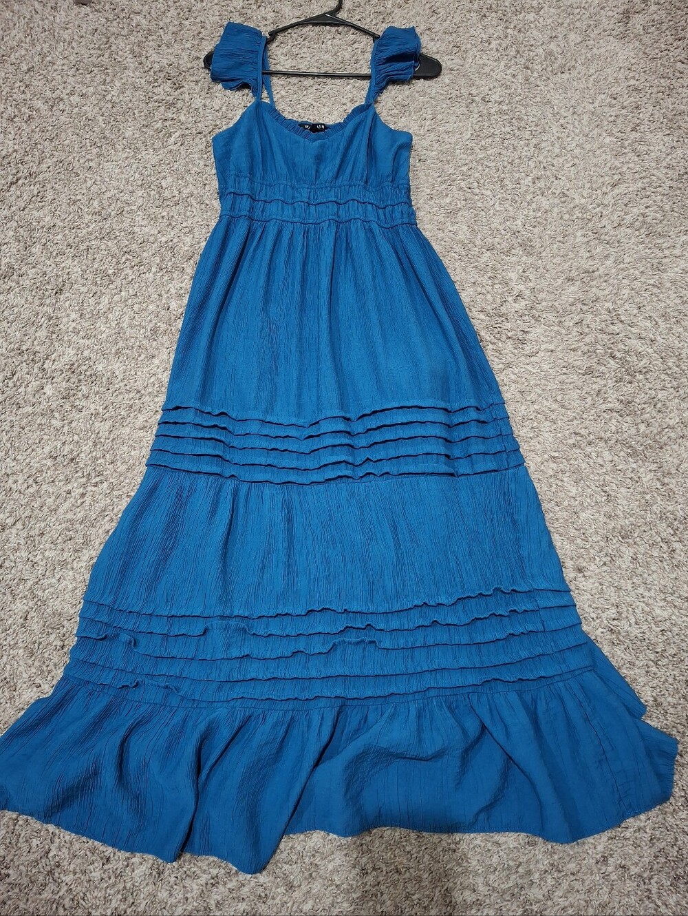 Max Ash Womens  Teal Layered  Ruffled Maxi Dress Size Large